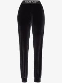 Philipp Plein logo-waistband Velvet Track Pants | Black | FARFETCH at Farfetch